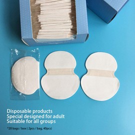 Disposable Underarm Sweat Pads, 40 Pads Premium Fight Hyperhidrosis Armpit Sweat Pads for Women and Men, Absorbent Odour Blocker Pads Armpit Dress, Extra Adhesive