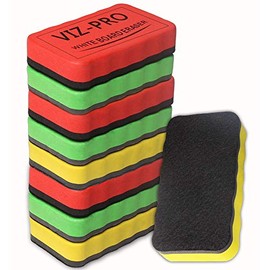 VIZ-PRO Magnetic White Board Eraser, 3 Colored Eraser, 9 Pieces