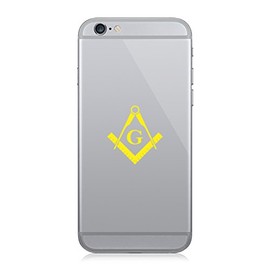 RDW Pair of Freemasonry Emblem Cell Phone Stickers Mobile Freemason Masonic - Yellow
