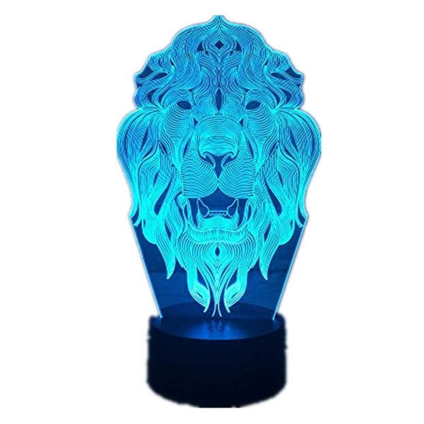 Lion Face Night Light 7 Color Changing Animal LED Night Lights 3D LED Desk Table Lamp as Home Decoration