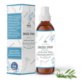 SOUL STICKS White Sage with Pearl Smudge Spray – 3.5oz Smokeless Energy Mist – Quartz Crystal & Pearl Infused Aura Cleanser – Spiritual Spray for Emotional Balance, Protection & Inner Peace