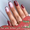 24pcs Christmas False Nails, Red French Stripes Nail Art for