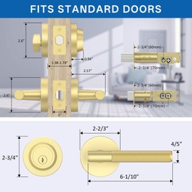 Amerdeco Front Door Lock Set with Double Cylinder Deadbolt, Exterior Entry Door Lever, Heavy Duty Entry Door Locksets for Left or Right Hand Exterior Door（Brushed Gold 1 Pack）