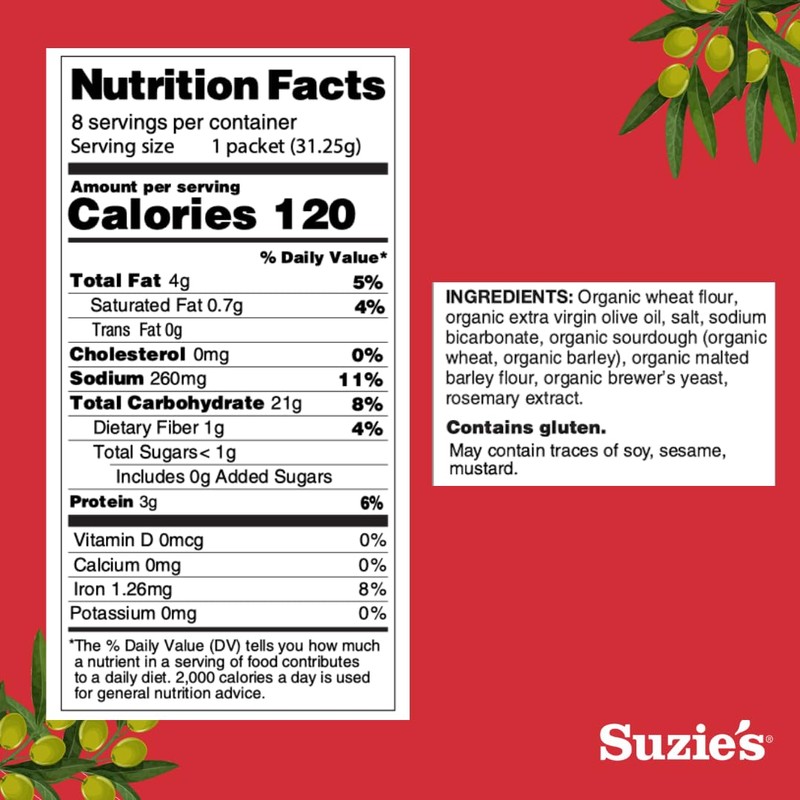 Suzie's Organic Saltines Salt & Extra Virgin Olive Oil --