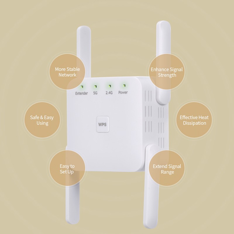 1200Mbps 2.4G 5G Dual Frequency WiFi Repeater WiFi Extender Wireless