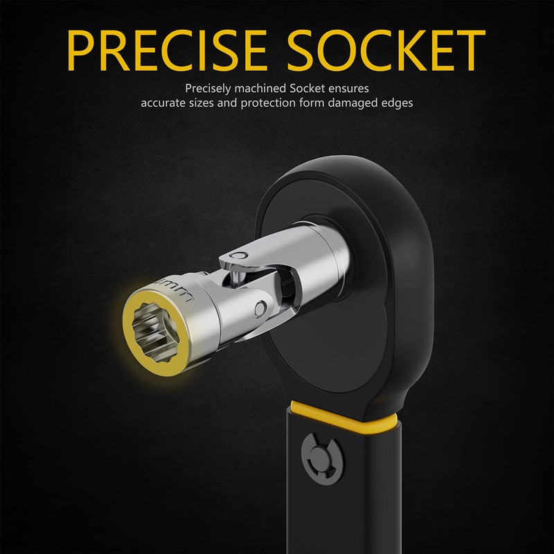 Renekton 10mm-19mm 3/8 Inch Drive Universal Joint Socket Set, 10Pc,