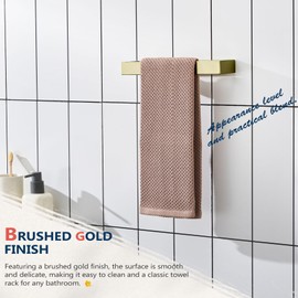 KOKOSIRI Towel Bar Brushed Gold Hand Towel Holder 12 Inch Kitchen Towel Hanger Rack Stainless Steel Bathroom Hardware Wall Mounted, 1 Pack B4008BG-L12