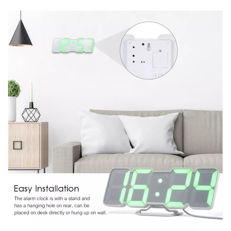 SJTR Reloj 3d Led Digital De Pared Con Alarma Control
