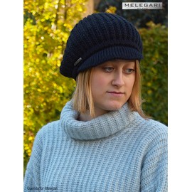 Melegari Knitted Hat with Visor, Hat with Visor, Wool and Alpaca, Made in Italy for Men and Women, Autumn/Winter, darkgray