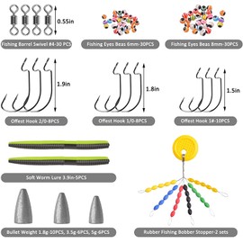 Fishing Bait Rigs Weight Sinker Worm Lure Kit-JSHANMEI 145PCS Carolina Rig Texas Rig Set Bullet Weights Bass Fishing Jig Worm Hooks Fishing Beads Swivels Fishing Tackle Box