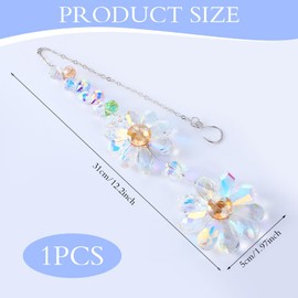 Qianyu Crystal Sunflower Suncatcher Hanging Ornaments Rainbow Sun-catcher Maker with Chain Pendant Hanging Crystal Window Suncatcher for Indoor Window Outdoor Patio Garden Decor Birthday Wedding Gifts