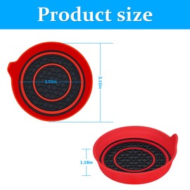 Bittwee 2PCS Car Cup Coaster, Silicone Vehicle Insert Water Bottle Mats Spill Holder, Non-Slip Waterproof Cup Holders, Automotive Interior Cup Pad Accessories, Universal for Most Cars（Black/Red）