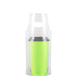 Muka 100 PCS 1 Cup Take Out Bags Cup Carrier Clear Handle Drink Carrier Plastic Drinking Bags Portable Beverage Containers Hanging Hole, Hold 1 Cup Up to 15OZ