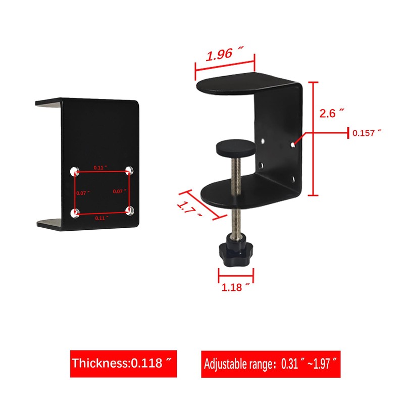 Jhanw Small C Clamps 2 Inch with 4 Small Holes