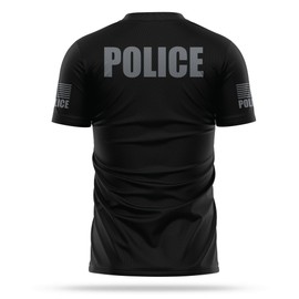 13FA Police Utility T Shirt for Men | USA Patriotic Lightweight Tee | Micro Polyester, Moisture-Wicking Quick-Dry Comfort (US, Alpha, 3X-Large, Regular, Regular, Black & Gray)
