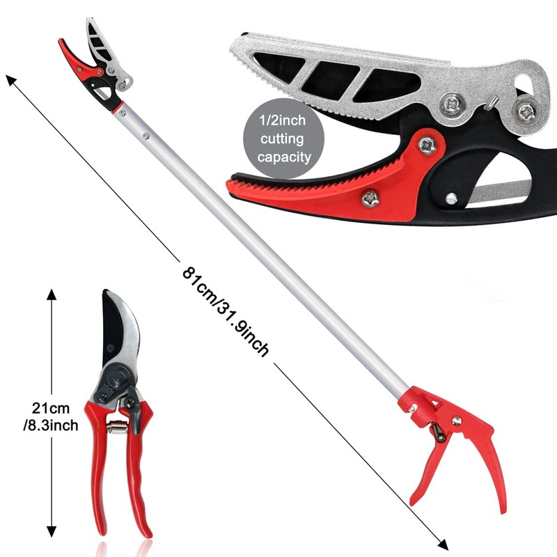 32-Inch Cut and Hold Pruners, Long-Reach Tree Pruner with Rotating