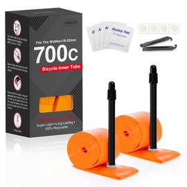 Hycline Pack of 2 TPU Bicycle Inner Tubes: 700 x 18-32C (28 Inch) Unisex Road Bike Ultralight Tube Presta Valve 65 mm with 2 Tyre Levers