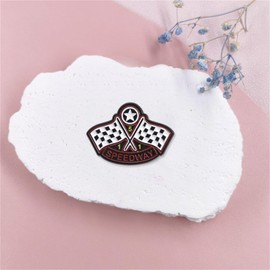 coadipress Racing Flag Enamel Pin for Women Ladies Black and White Checkerboard Badge Brooch Race Car Gift Checkered Flag Jewelry for Racing Lover Clothing Hats Bags Decoration (Star)