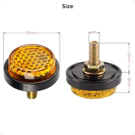 evermotor Universal M5 Motorcycle Bicycle Mini Number Plate Reflector Amber Pack of 6