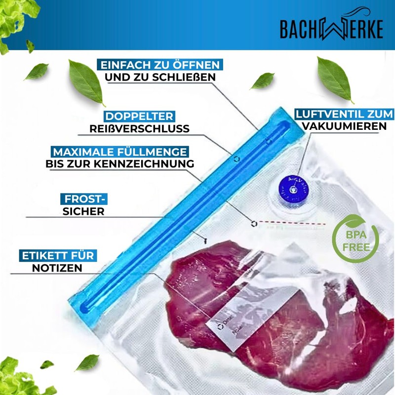 Bachwerke 30 vacuum bags, vacuum bags for vacuum sealer foil