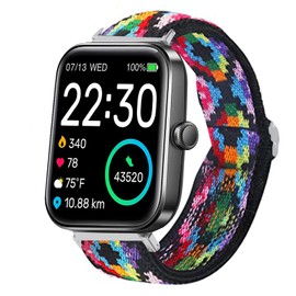 Stretch Elastics Nylon Adjustable Replacement Strap Accessories Compatible for SKG V7 Watch/TOZO S2 44mm Watch/Boean Watch/GGZZ 1.69"/Dirrelo Smart Watches ID207/Fitpolo FVYAO Veryfit 1.69 smartwatch