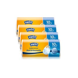 Swirl 10 Litre White Antibacterial Carry Handle Bin Liners - 4 Rolls of 37 Bags