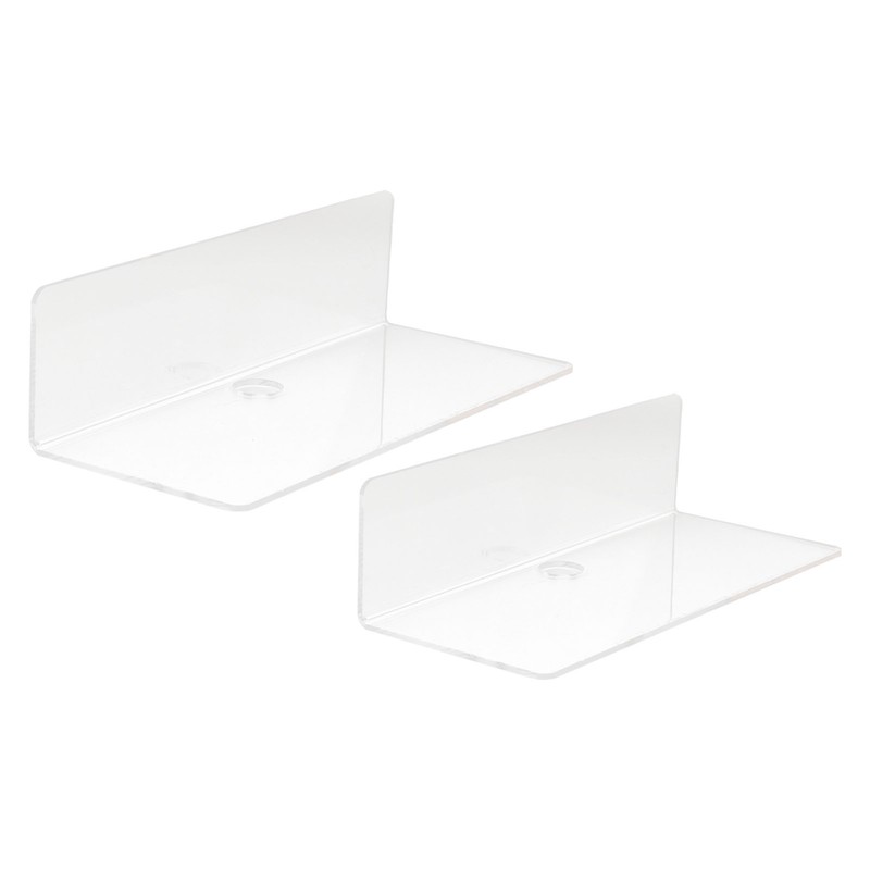 2Pcs Clear Floating Shelf Acrylic Fine Surface Delicate Modern Transparent
