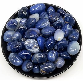 SigMntun Blue Agate Healing Crystal Stone Set - 24 Pieces, 0.6" Natural & Polished Stones for Healing, Meditation, Reiki, Chakra, Crafting & Decoration