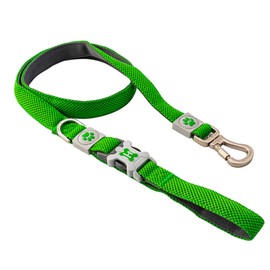 HUGO & HUDSON Mesh Dog Leash 4ft Training Pet Leash with Soft Padded Handle, Green, 47" x 0.6"