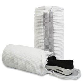 2-Packs Shoes Laundry Bag, 38×16cm Upgraded 360° Wrap-Around Cleaning Shoe Laundry Bags, Shoe Washing Machine Bag Reusable and Durable Zipper Thickened Chenille Soft Fluffy for Shoes (white)