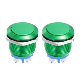 DMiotech 19mm / 3/4" Aluminium Alloy Momentary Push Button Switch Flat Head 250V 5A Green Shell with Screw Foot 1NO for Car Boat Systems Custom Setups 2Pcs