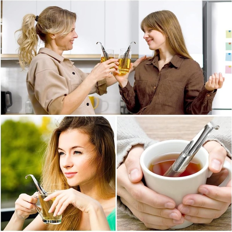 TOYSS Stainless Steel Stick Pipe Tea Steeper Strainer, 2 Pack