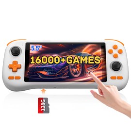 kinhank K56 Retro Handheld Game Console, Support 16000+ Games, Equipped with 128G TF Card, Android 14.0 System, Portable Retro Video Game Console, 5.5 Inch IPS Touch Screen, 2.4G/5G, BT 5.0 (128GB)