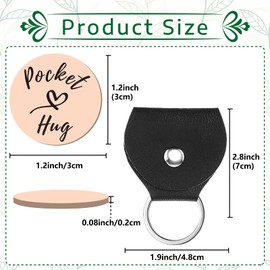 CREATCABIN 1 Set Pocket Hug Token Heart Pattern Long Distance Relationship Keepsake Keychain Stainless Steel Double Sided with PU Leather Keychain Gift for Family Friends 1.2Inch(Rose Gold)