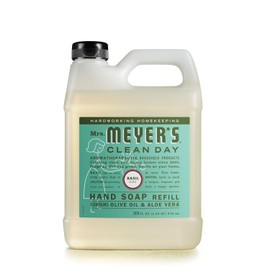Mrs. Meyer’s Refill Jabón de Manos Líquido Albahaca, 975 ml | Repuesto con Aroma Herbal Fresco | Fórmula Suave de Origen Vegetal | Ideal para Uso Diario | Sin Parabenos ni Crueldad Animal