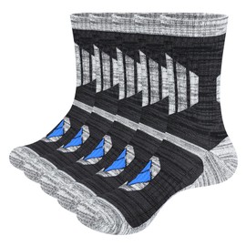 YUEDGE Moiture Wicking Mens Socks Anti Sweat Work Socks Mid Calf Safety Hiking Boot Socks for Men Size 9-11, 5 Pairs