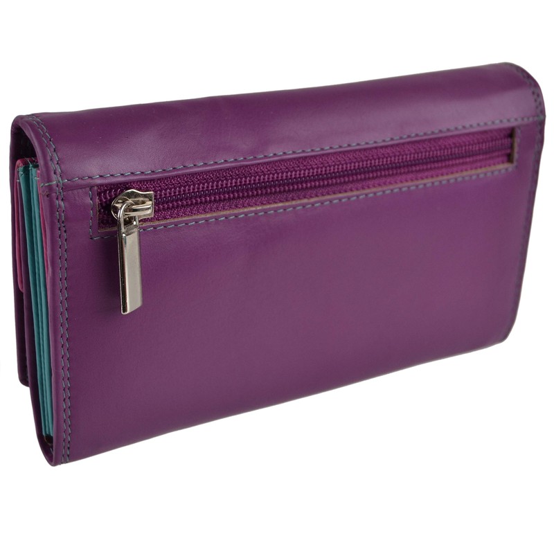 London Leather Goods Ladies Long Flap Over Leather Purse/Wallet 4