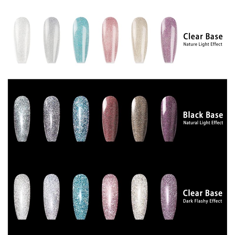 Biutee Color Gel Nails, 6 Colors, Flash Nail Gel Set,