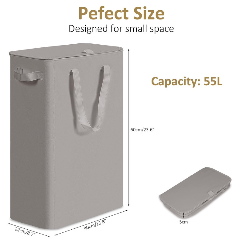 efluky Slim Laundry Basket with Lid, Narrow Laundry Hamper with