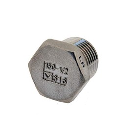 Sealing plug with external hexagon socket NPT 1/2 inch, stainless steel end cap, 16 bar pressure