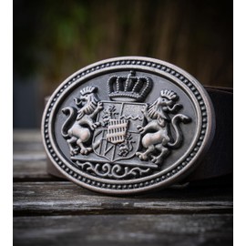 Schöneberger Trachten Couture men traditional leather belt, lederhosen belt with Bavarian buckle, belt for Oktoberfest Lukas (brown, 34-36 inch)