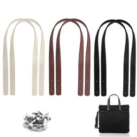 Exsbtay Pack of 6 Bag Handles PU Bag Straps Leather Shoulder Straps 60 cm Bag Handle for Crochet Bags, Replacement Handbag Straps Handbags Handles with Rivets