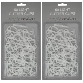 Simply Products 100 Gutter Hooks for Hanging Outdoor Christmas Xmas String Lights/Rope Lights Gutter Clips (Clear)
