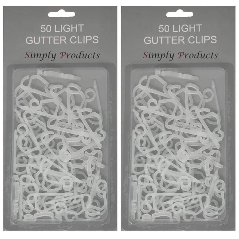 Simply Products 100 Gutter Hooks for Hanging Outdoor Christmas Xmas