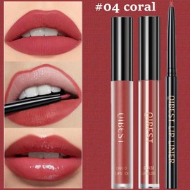 KARLOR 3-piece liquid lipstick set, 1 matte lipstick, 1 moisturising lip gloss and 1 lip liner, lipstick 24 hours hold, waterproof, long-lasting creamy lipstick, lip gloss lip liner set (04#)