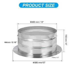 PATIKIL 12" Round Duct Collar, Galvanized Duct Connector Flange Pipe Collar Take Off Collar for Flexible or Rigid Ducts, Heating Cooling Ventilation Exhaust Fan Vent Systems