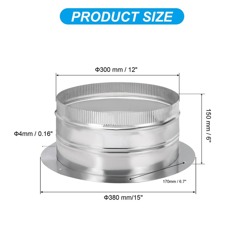 PATIKIL 12" Round Duct Collar, Galvanized Duct Connector Flange Pipe