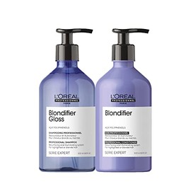 L'Oréal Professionnel Paris Blondifier Clarifying Shampoo & Conditioner Set - Restores Color -Treated Hair, Enhances Shine & Fights Brass, For Blonde or Bleached Hair