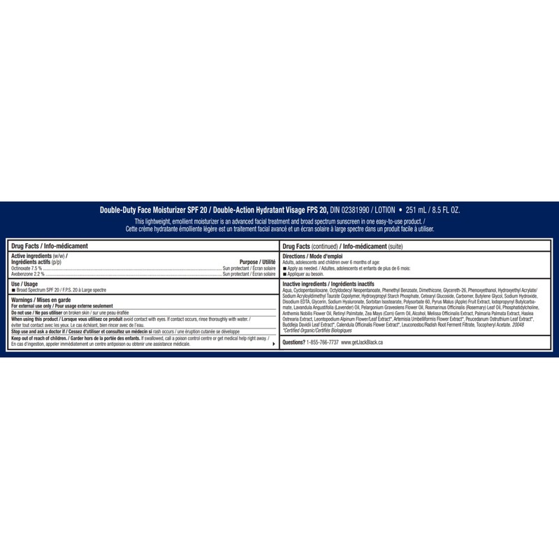 Jack Black DoubleDuty Face Moisturizer SPF 20, 8.5 Fl Oz