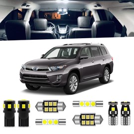 ENDPAGE 14pcs Highlander LED Interior Light Kit for Toyota Highlander 2008 2009 2010 2011 2012 2013 White 6000K Interior LED Lighting Package + License Plate Lights, Install Tool